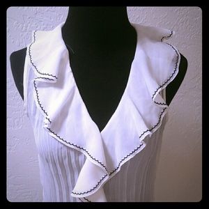 Beige Ruffled & Pleated Blouse